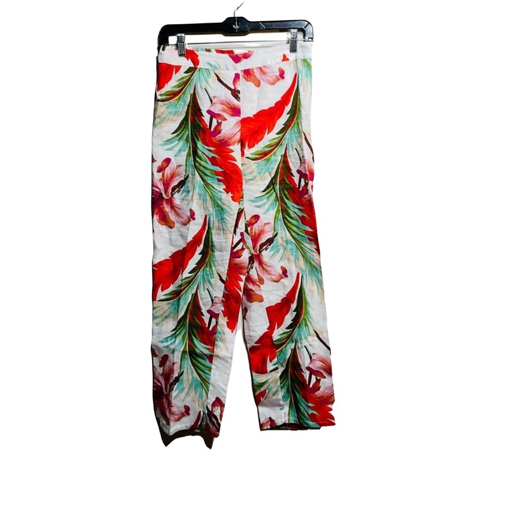 Calypso St. Barth Multicolor Floral Garment 100% LinenSize S. Capri w/ Calf Slit